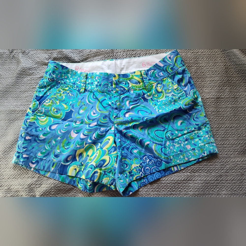 Vibrant Blue Patterned Lilly Pulitzer Shorts